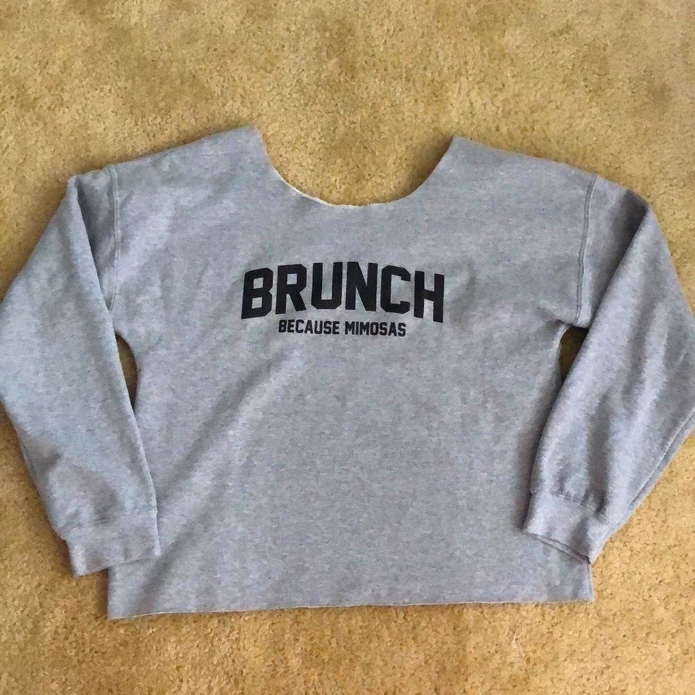 Brunch Because Mimosas Cute Off the Shoulder Sexy Cropped Sweatshirt Wom…